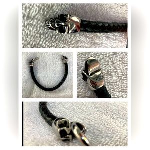Scull & Leather cord men’s bracelet